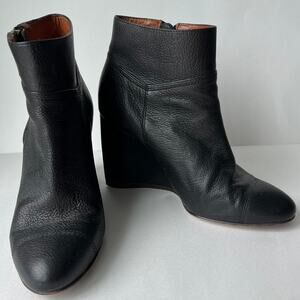 Lanvin Women Size 38 / US 6 Black Ankle Wedge Bootie
